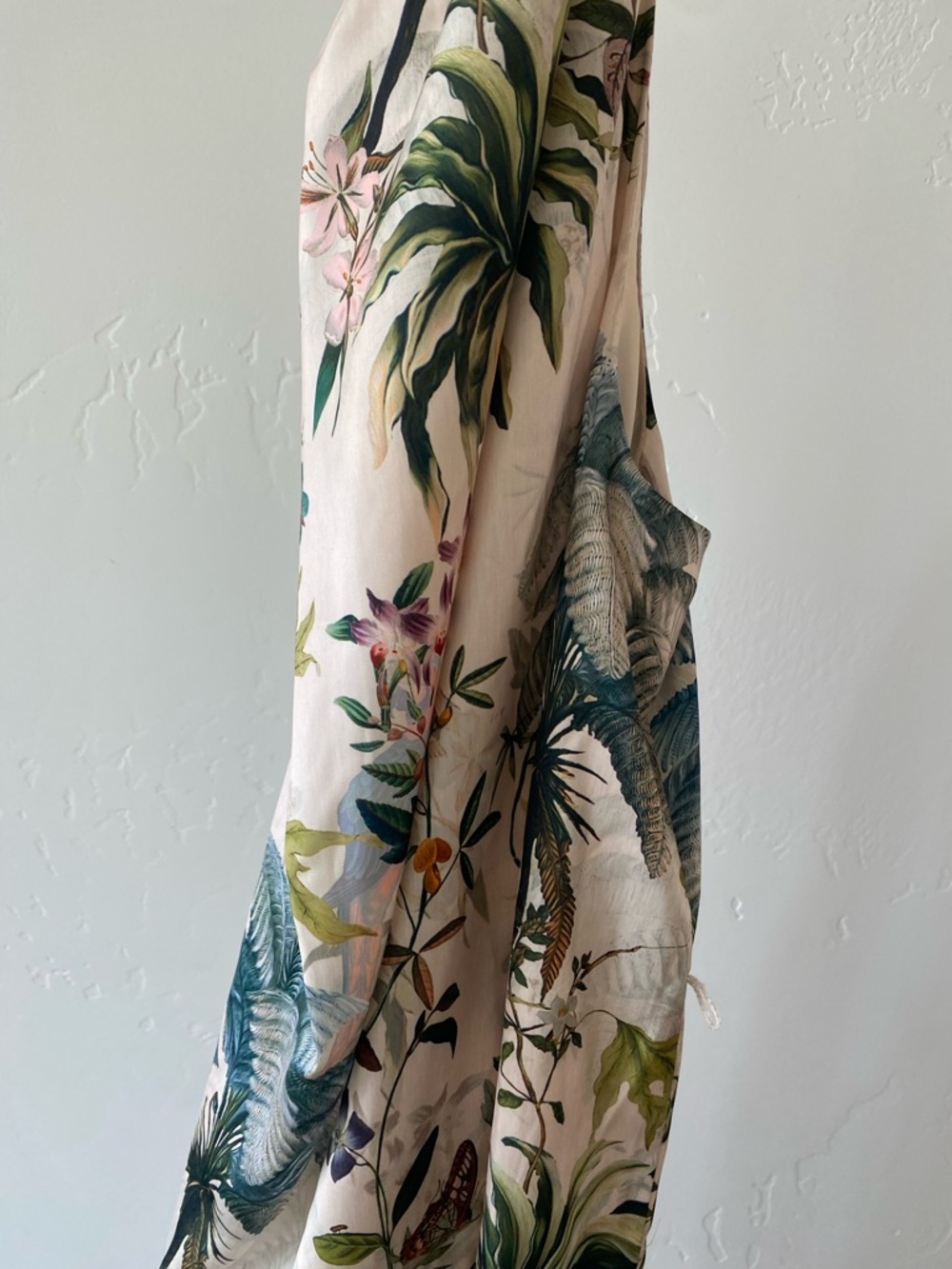 H&M Tropical Botanical Dress in Cream, Green, Blue